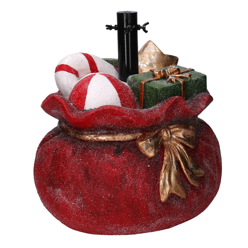 Base albero max h240 resina sacco di regali rosso
