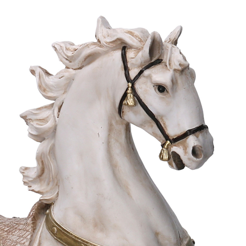 Cavallo a dondolo resina bianco e oro cm46x11h45