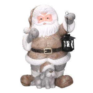 Babbo natale resina con lanterna bianco cm34,5x28,5h49,5