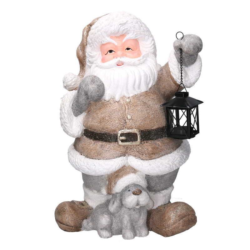 Babbo natale resina con lanterna bianco cm34,5x28,5h49,5