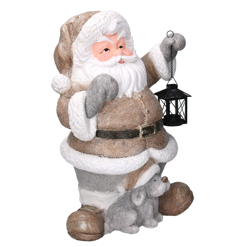 Babbo natale resina con lanterna bianco cm34,5x28,5h49,5