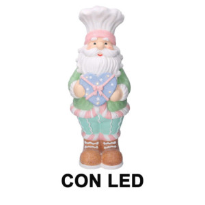 Babbo natale resina verde pastello con cuore e led