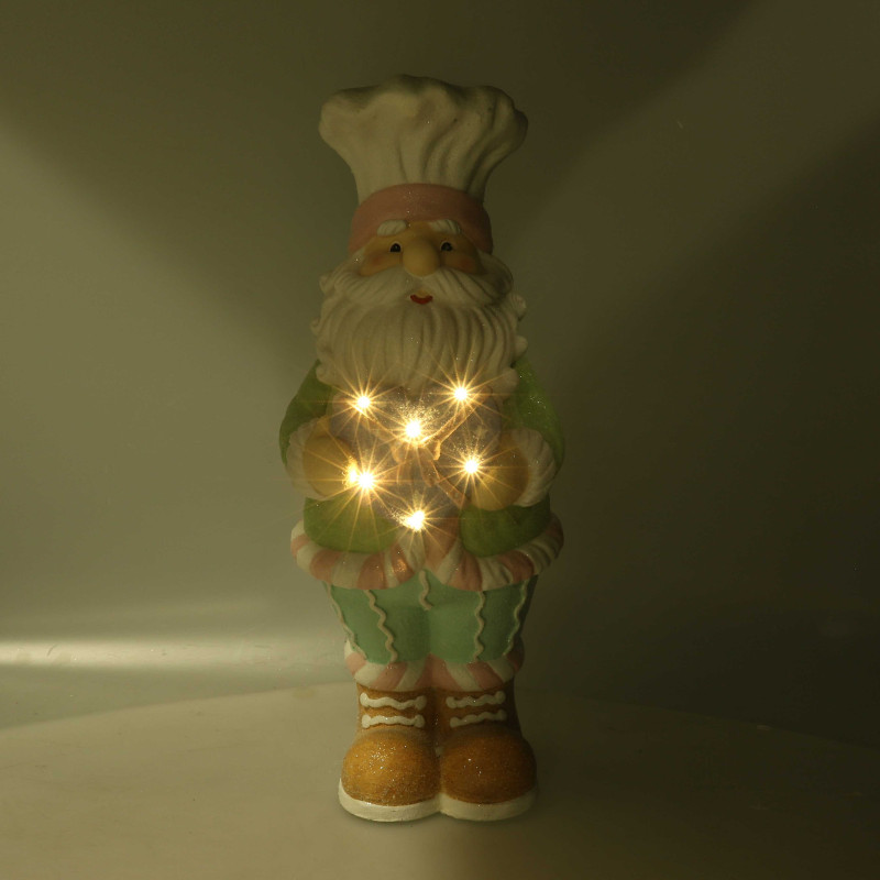 Babbo natale resina verde pastello con cuore e led
