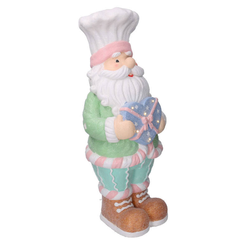 Babbo natale resina verde pastello con cuore e led