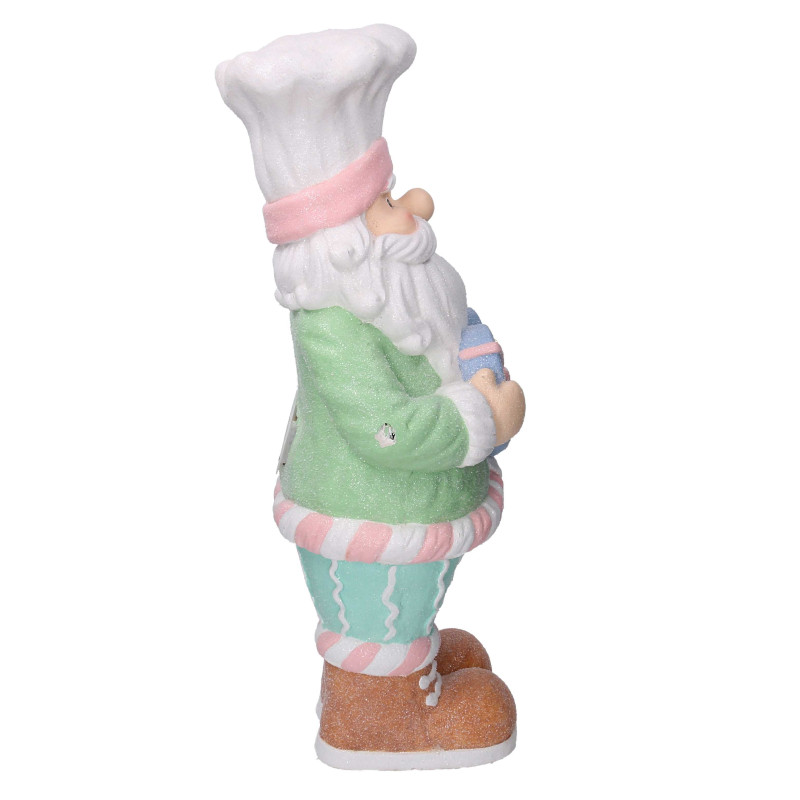 Babbo natale resina verde pastello con cuore e led