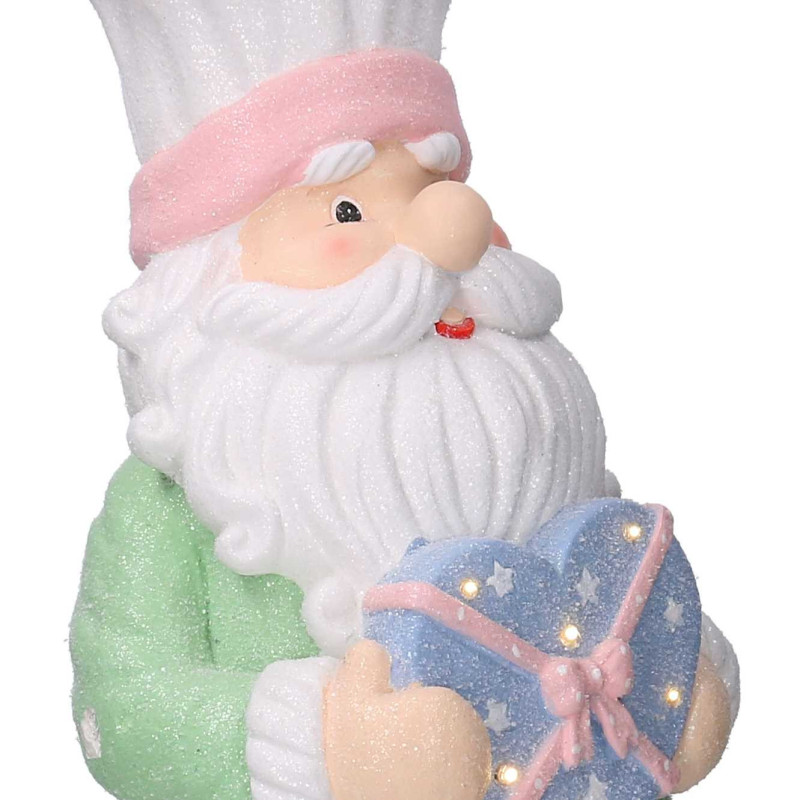 Babbo natale resina verde pastello con cuore e led