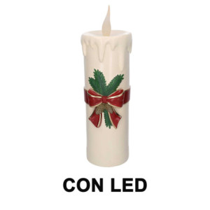 Candela resina bianco con led cm18,2x19,9h55,7