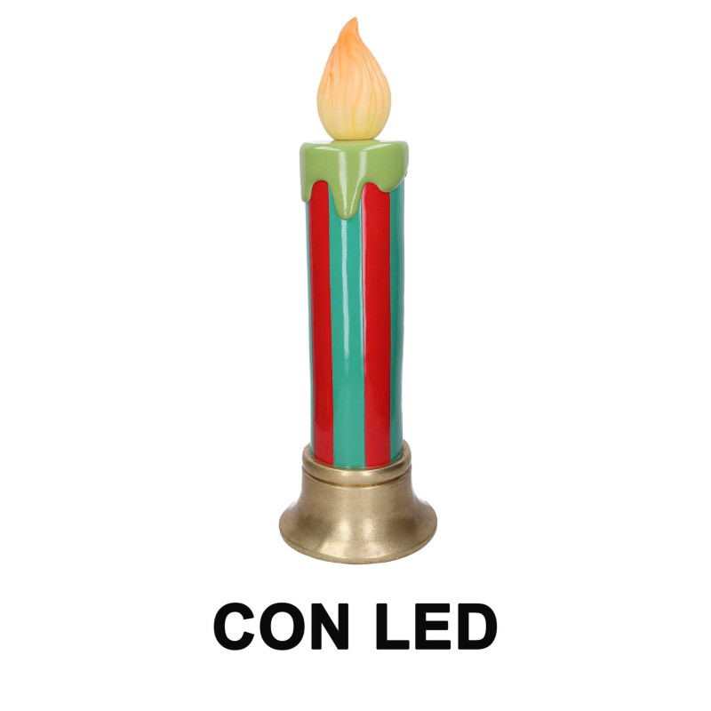 Candela resina righe verde e rosso con led cm ø25h79,5