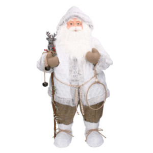 Babbo natale tessuto bianco con bastone cm h79