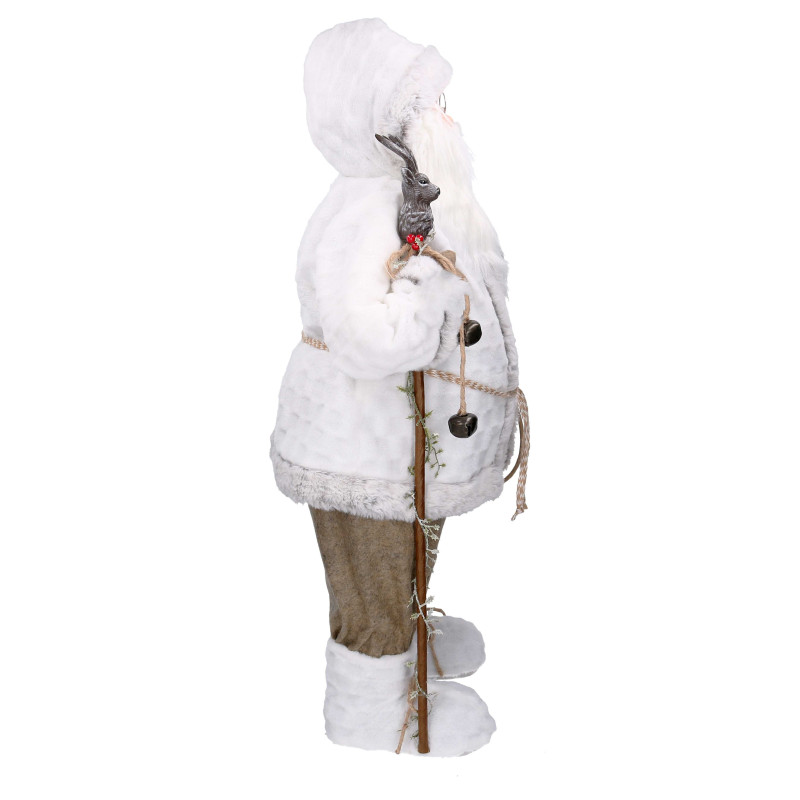 Babbo natale tessuto bianco con bastone cm h79