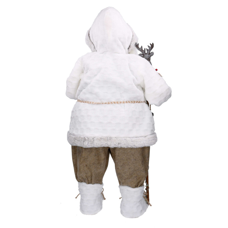 Babbo natale tessuto bianco con bastone cm h79