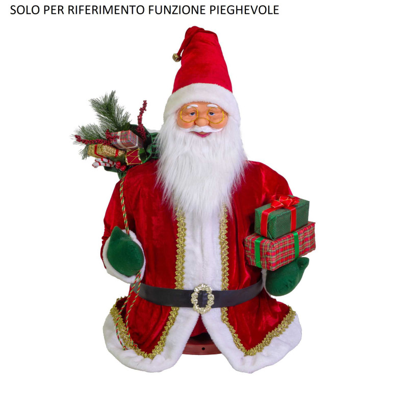 Babbo natale pieghevole tessuto rosso con albero cmh120