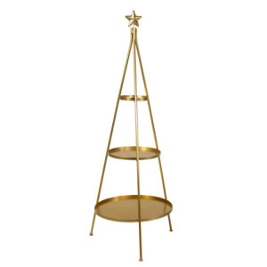 Scaffale espositore metallo 3 ripiani oro cm ø55h141