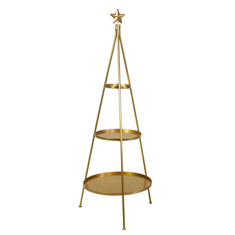 Scaffale espositore metallo 3 ripiani oro cm ø55h141
