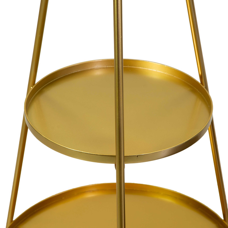 Scaffale espositore metallo 3 ripiani oro cm ø55h141
