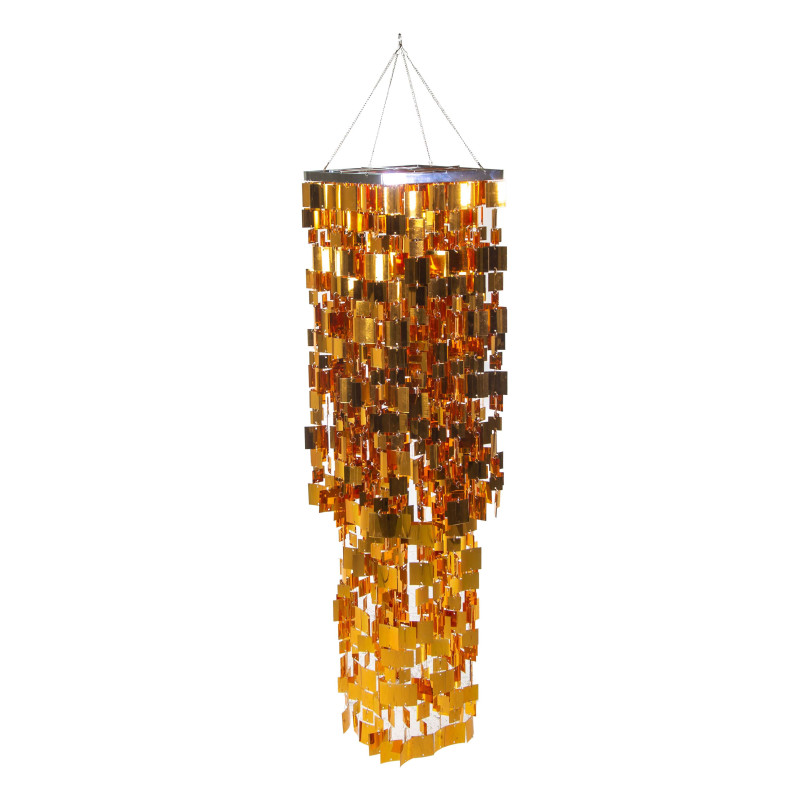 Lanterna decorativa plastica paillettes da appendere oro