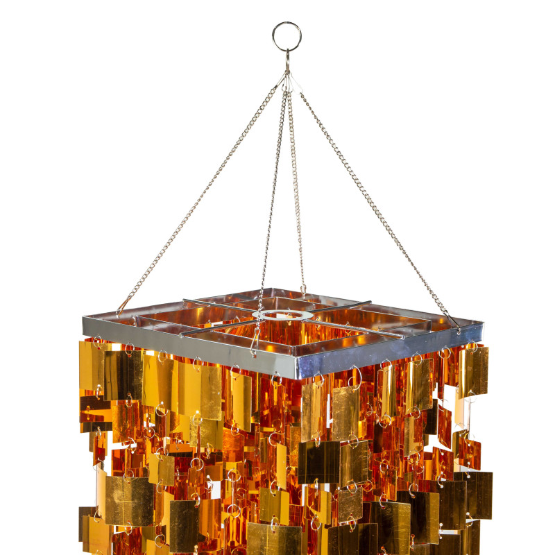 Lanterna decorativa plastica paillettes da appendere oro