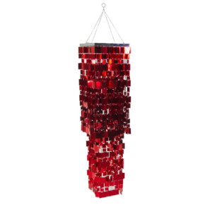 Lanterna decorativa plastica paillettes da appendere rosso