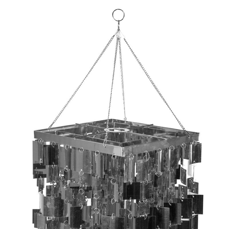 Lanterna decorativa plastica paillettes da appendere argento