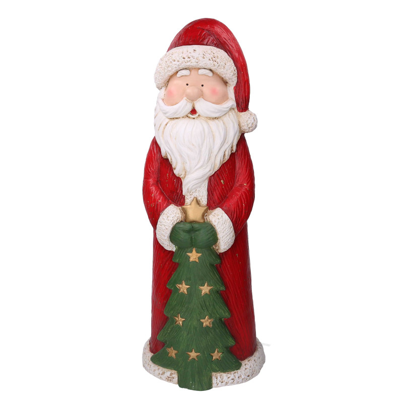 Babbo natale resina con albero rosso cm28,5x24,5h75