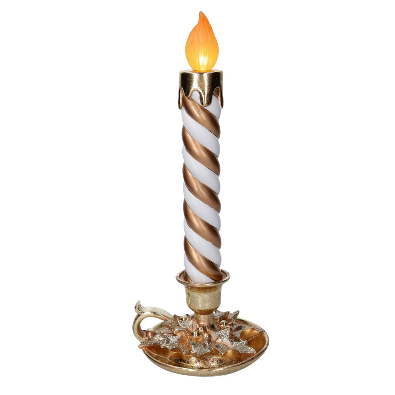 Candela resina oro con led cm18,3x17,1h44,9