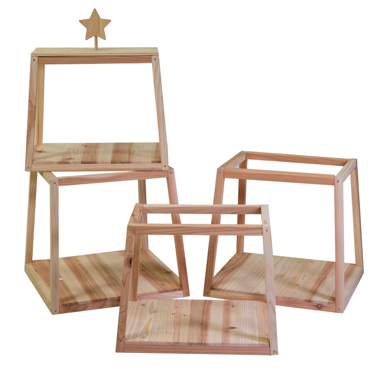 Espositore legno albero modulare naturale cm47,5x48h170