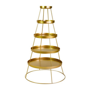 Espositore metallo oro 5 piani tondo cm ø70h121