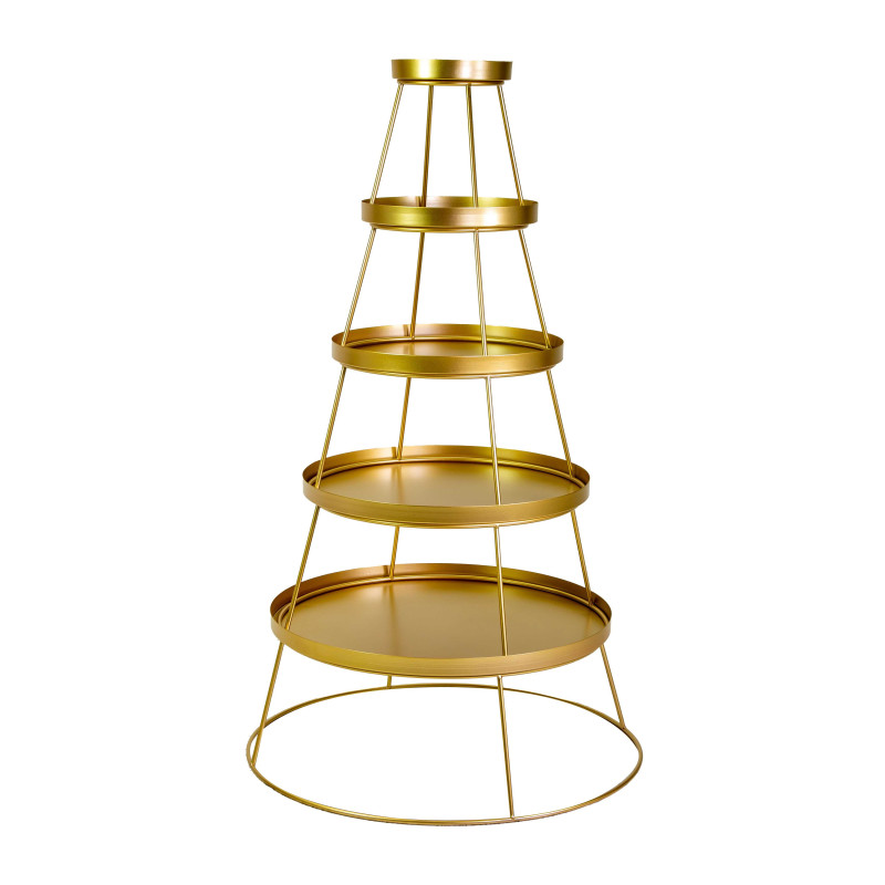 Espositore metallo oro 5 piani tondo cm ø70h121