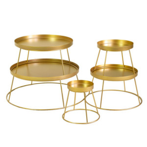 Zoom Espositore metallo oro 5 piani tondo cm ø70h121