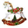 Cavallo a dondolo resina rosso e bianco con led musica e