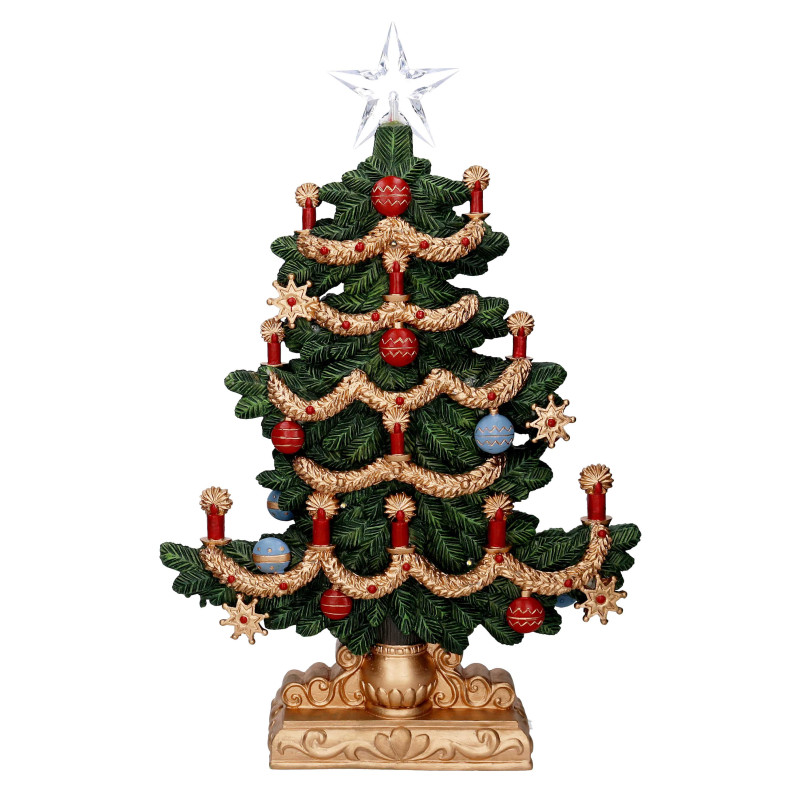 Albero resina oro verde con led cm32,4x9,5h48,6