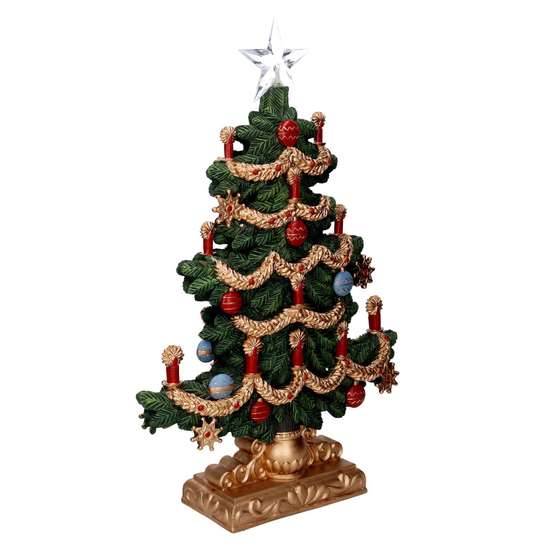 Albero resina oro verde con led cm32,4x9,5h48,6