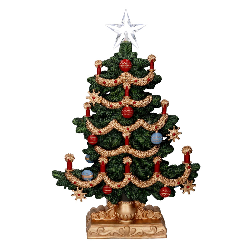Albero resina oro verde con led cm32,4x9,5h48,6
