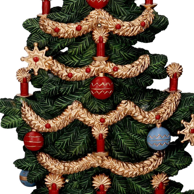 Albero resina oro verde con led cm32,4x9,5h48,6