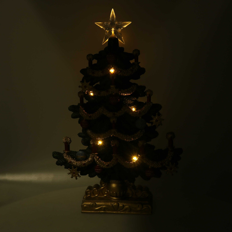 Albero resina oro verde con led cm32,4x9,5h48,6