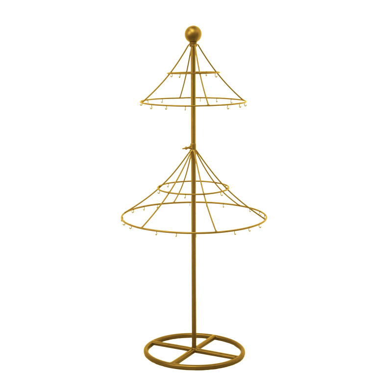 Albero espositore metallo 2 piani oro tondo cm ø40h90