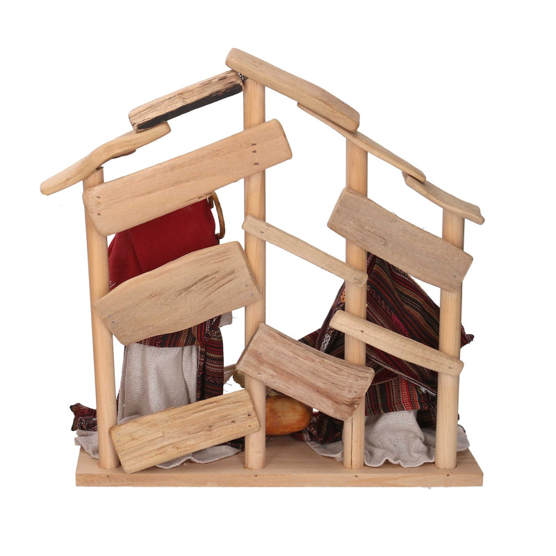 Nativita' tessuto con capanna marrone cm30x15h31