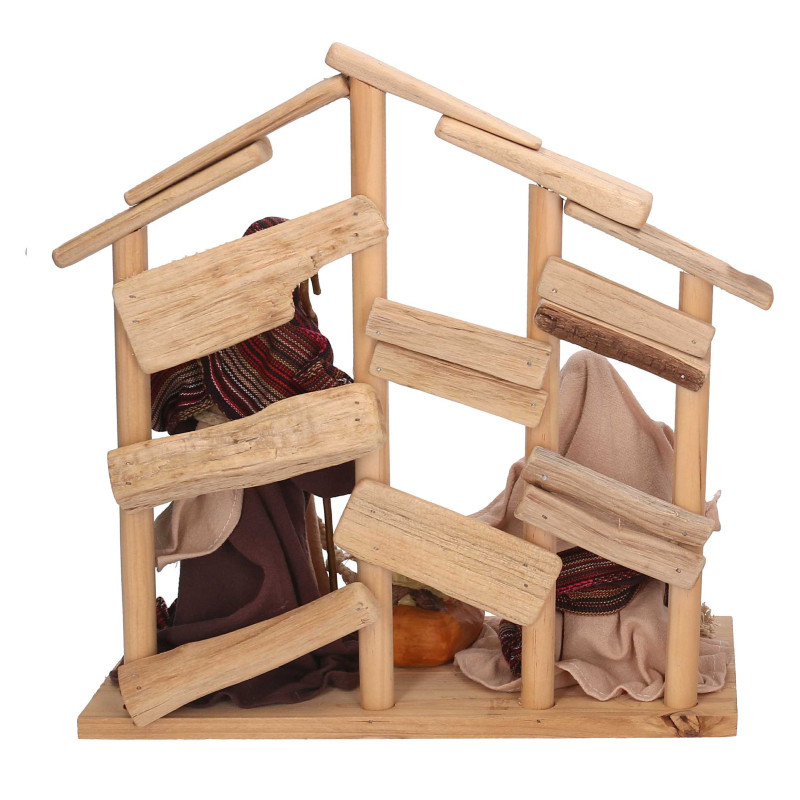 Nativita' tessuto con capanna rosso cm30x15h31