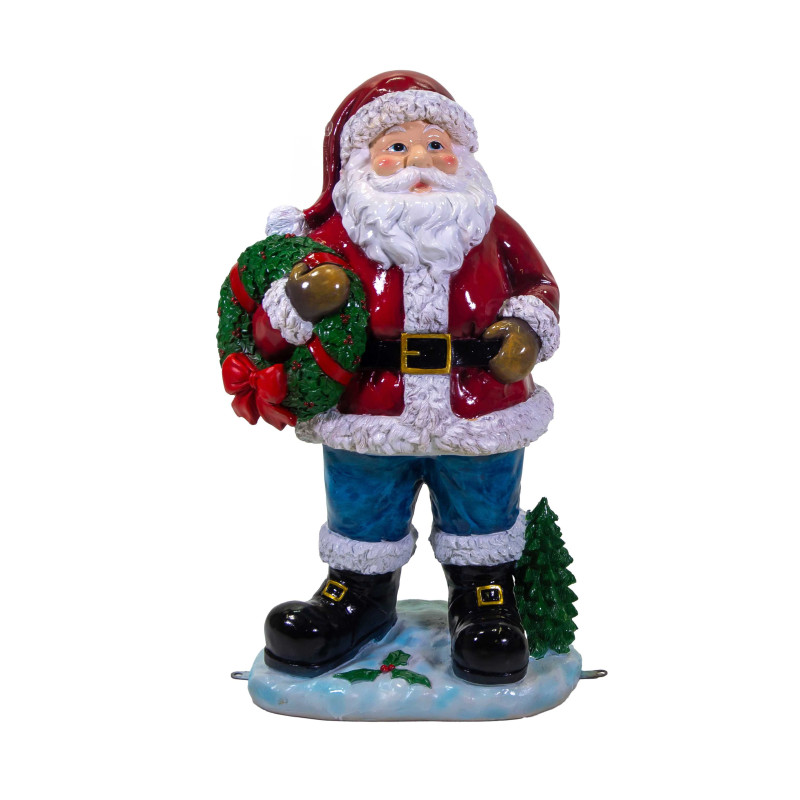 Babbo natale resina rosso con ghirlanda cm54x34h93