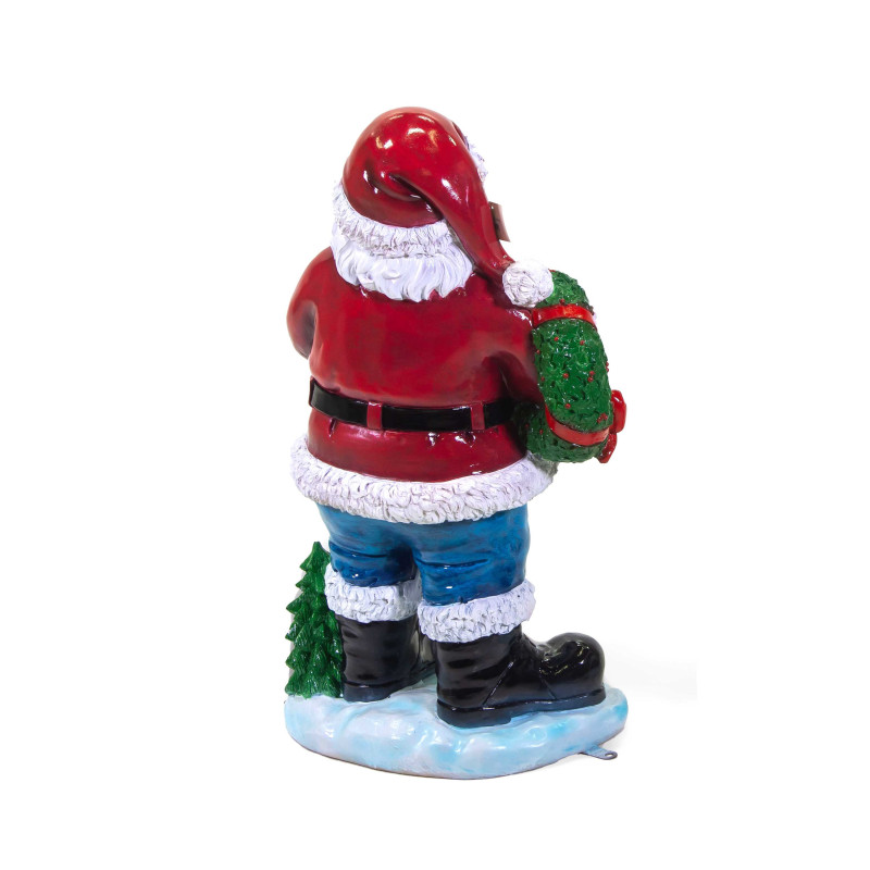 Babbo natale resina rosso con ghirlanda cm54x34h93