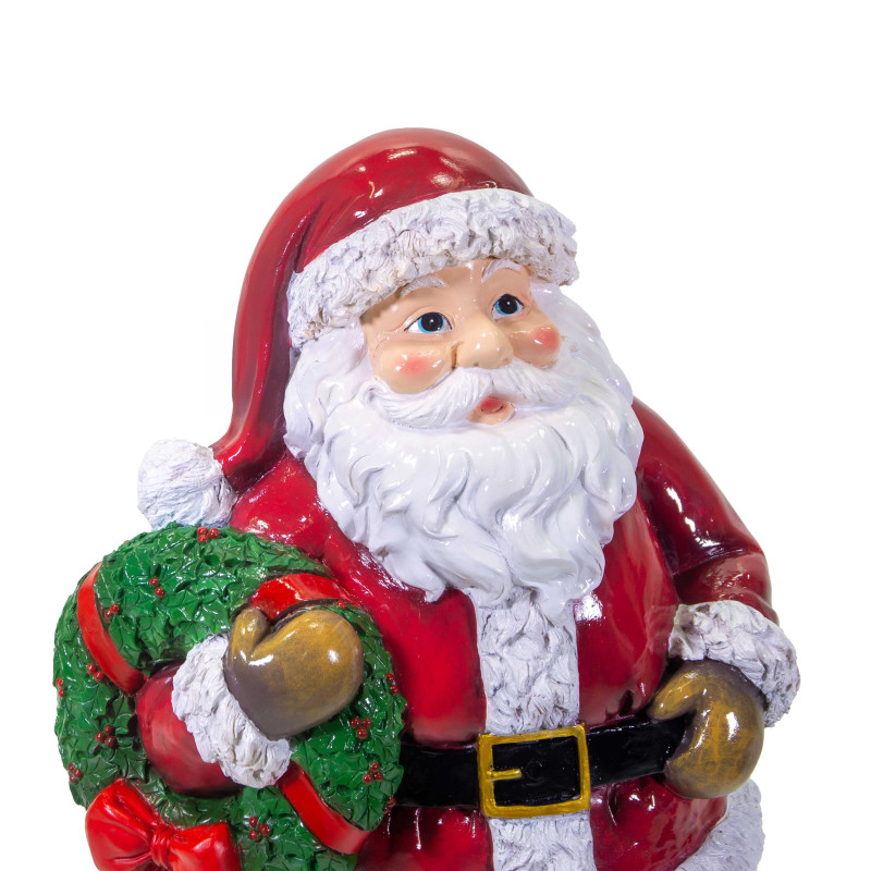 Babbo natale resina rosso con ghirlanda cm54x34h93