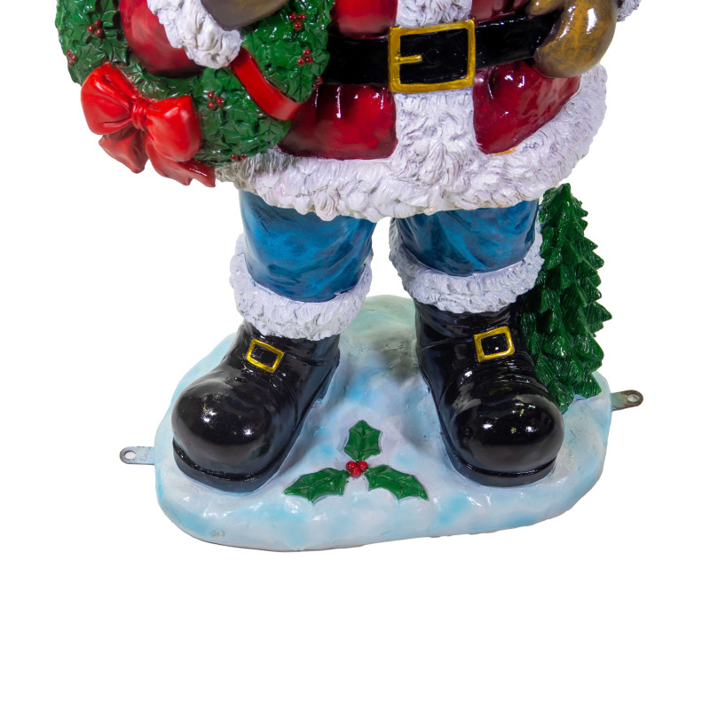 Babbo natale resina rosso con ghirlanda cm54x34h93