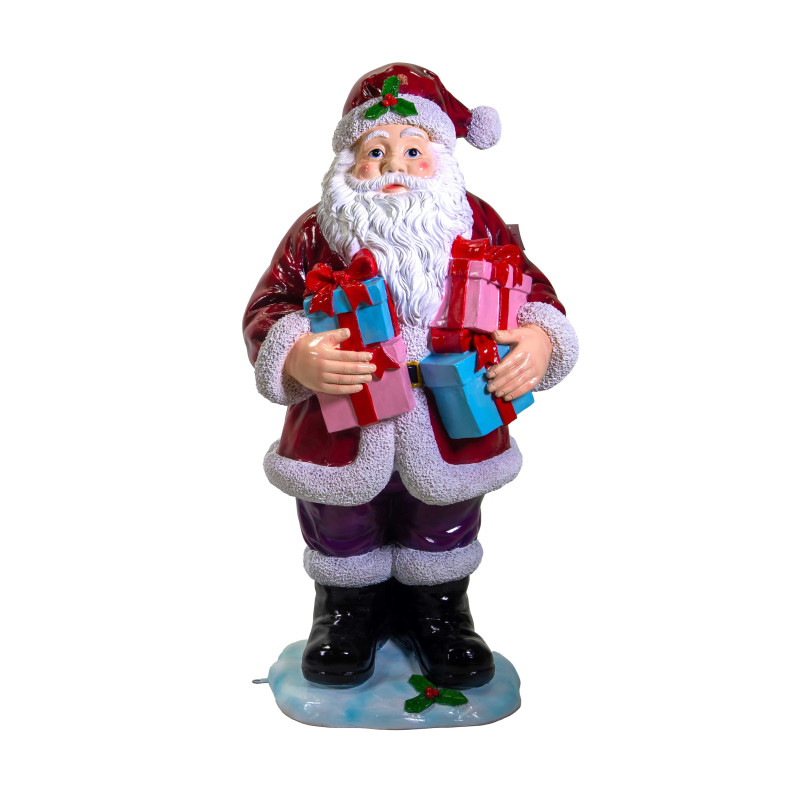 Babbo natale resina rosso con regali cm60x50h122