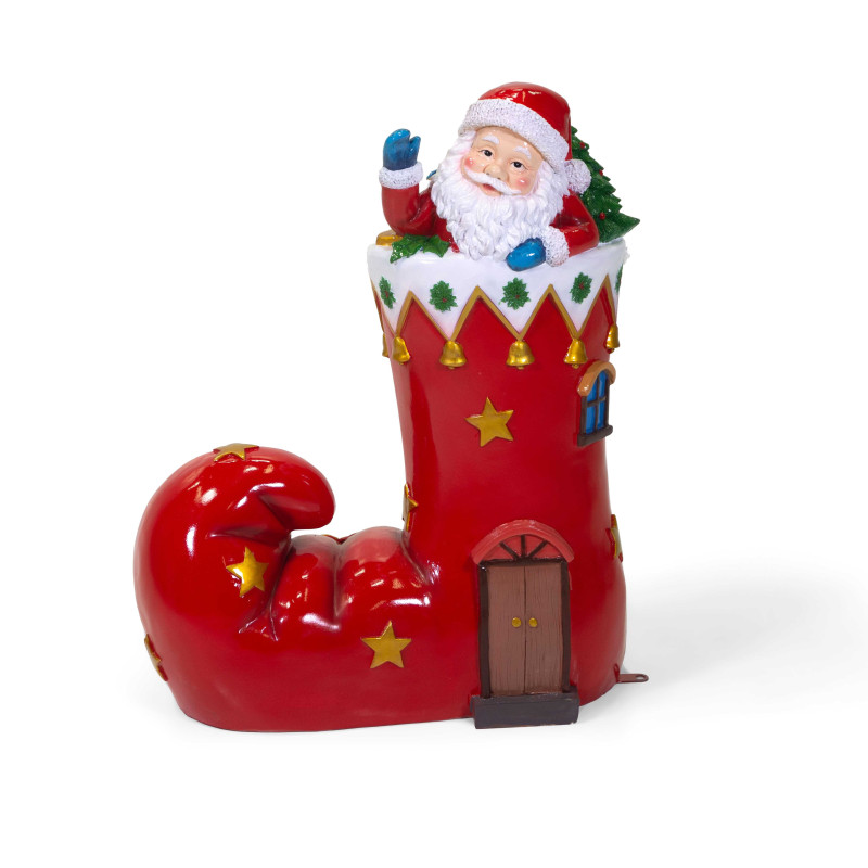 Babbo natale resina dentro calzino rosso cm68x28h81