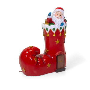 Zoom Babbo natale resina dentro calzino rosso cm68x28h81