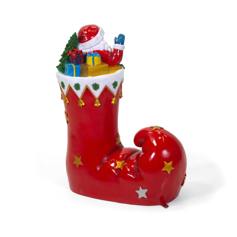 Babbo natale resina dentro calzino rosso cm68x28h81