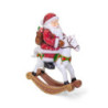 Babbo natale resina rosso su cavallo a dondolo cm61x28h82
