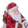 Babbo natale resina rosso su cavallo a dondolo cm61x28h82