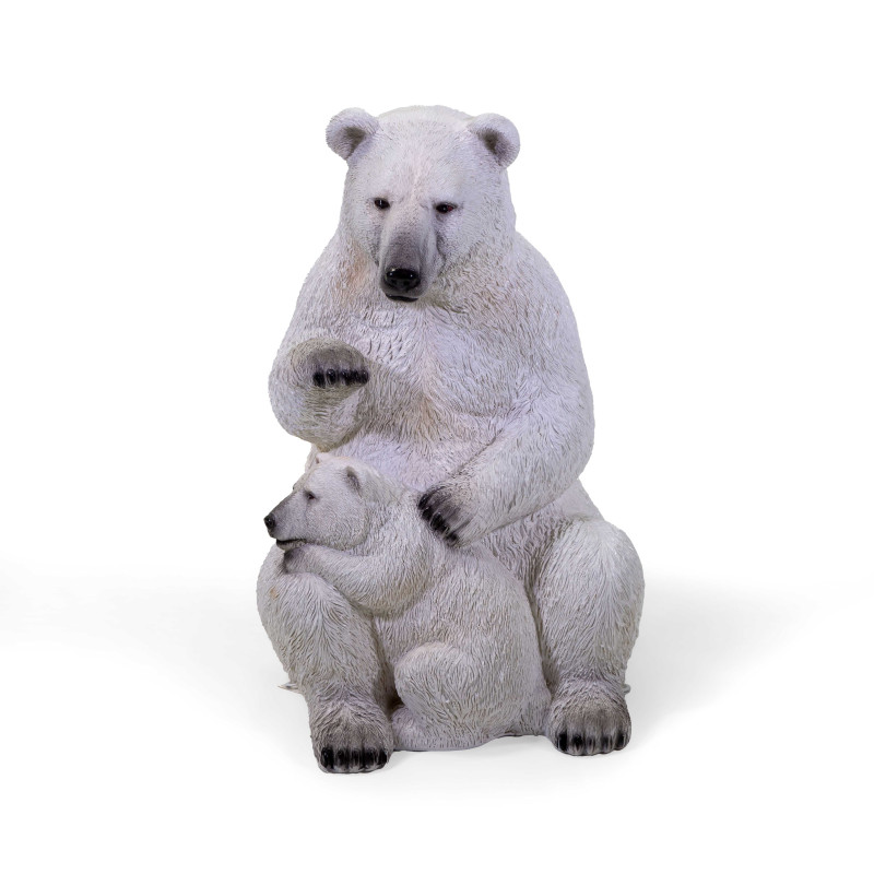 Orso resina bianco con cucciolo cm55x48h75
