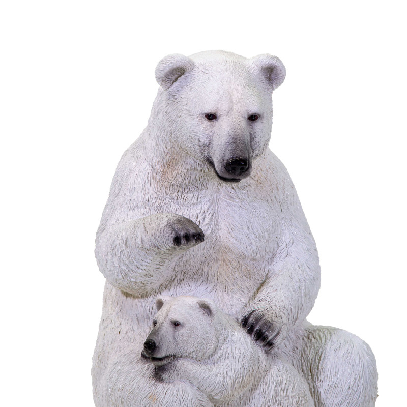 Orso resina bianco con cucciolo cm55x48h75